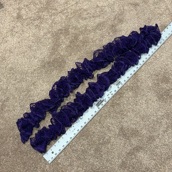 Handmade Deep Purple scarf- silver threads - soft ruffles dress scarf 72” long - Picture 8 of 9